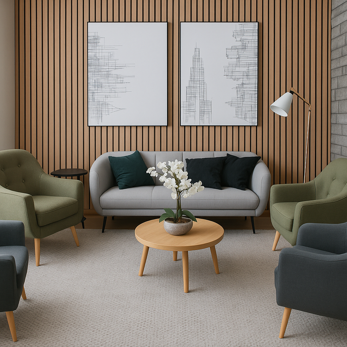 Panel Haus Oak Acoustic Wide Slatted Wood Wall Panels- 240cm x 60cm