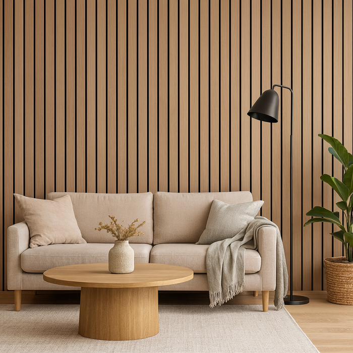 Panel Haus Oak Acoustic Wide Slatted Wood Wall Panels- 240cm x 60cm