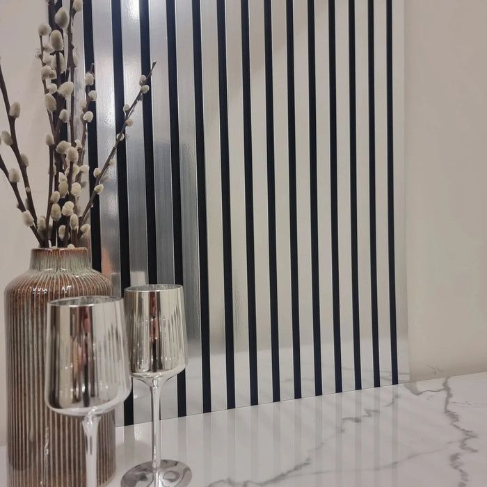 Panel Haus Chrome Colour Slatted Wood Wall Panels - 240cm x 60cm