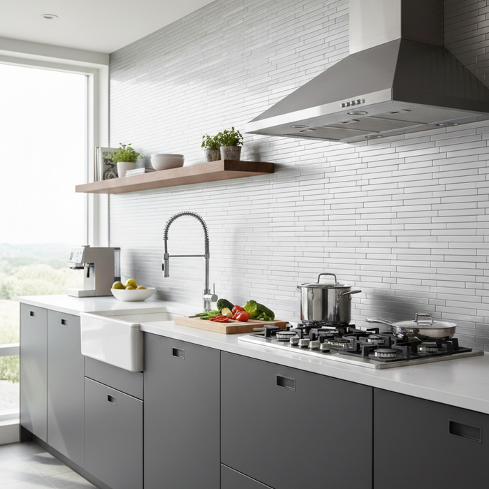 Panel Haus Self Adhesive Wall Tiles - Brick Chrome 30cm x 30cm (10 pack)