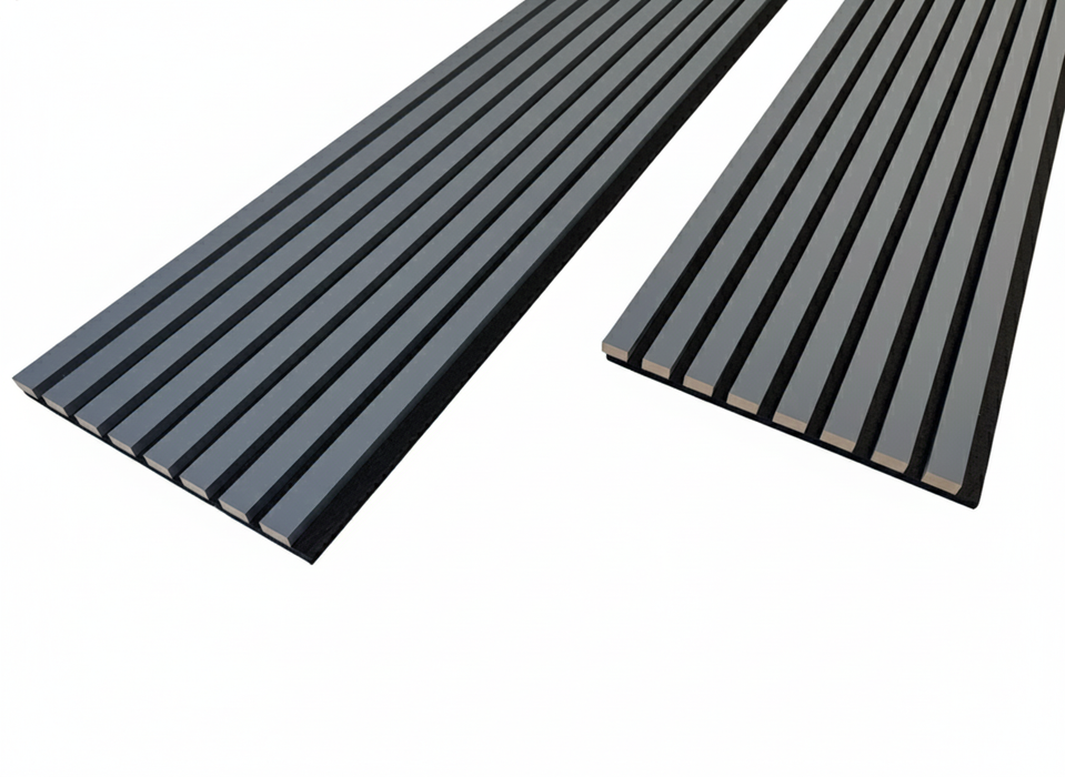 Panel Haus Colour Grey Acoustic Slat Wall Panel - 240cm x 32cm (2 pack)