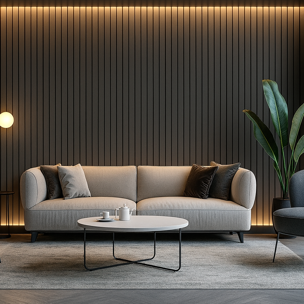 Panel Haus Colour Grey Acoustic Wide Slat Wall Panel - 240cm x 30cm (2