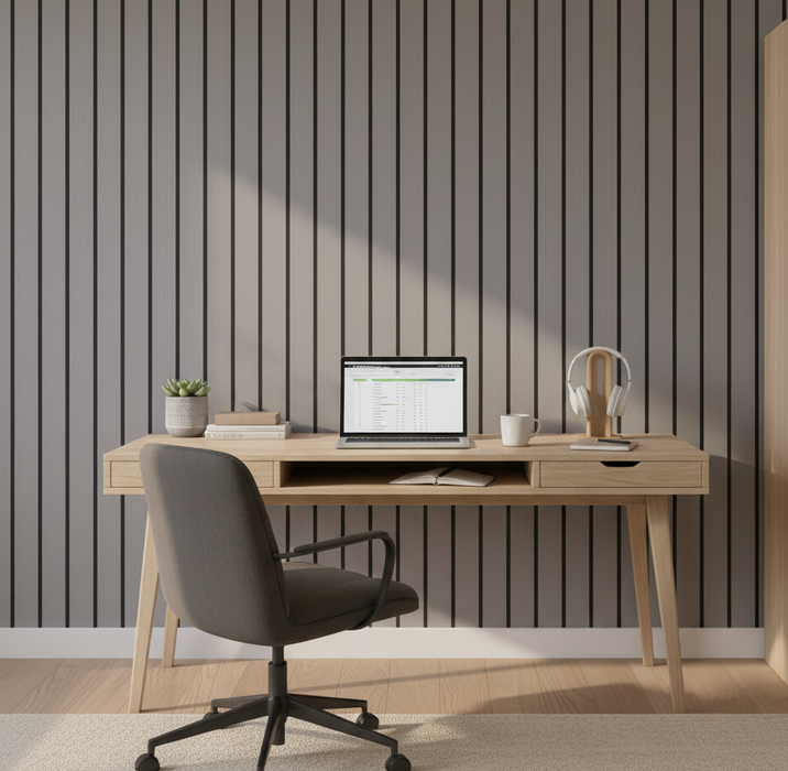 Panel Haus Premium Wide Slat 3-sided Wood Veneer Grey Oak - 240cm x 30cm (2 pack)