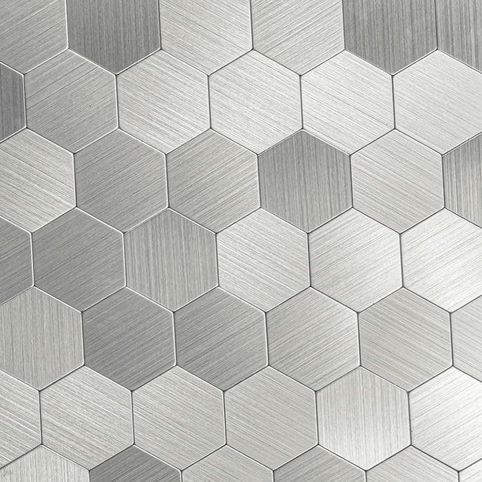 Panel Haus Self Adhesive Wall Tiles - Hexagon Chrome 30cm x 30cm (10 pack)