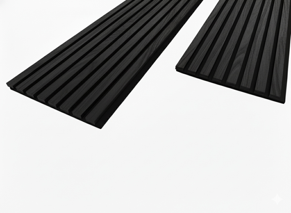 Panel Haus Premium 3-sided Wood Veneer Black Oak Acoustic Slat Wall Panel - 240cm x 32cm (2 pack)