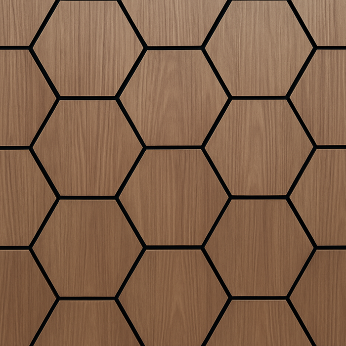 Panel Haus Walnut Hexagon Wall Panel - 70cm x 60cm