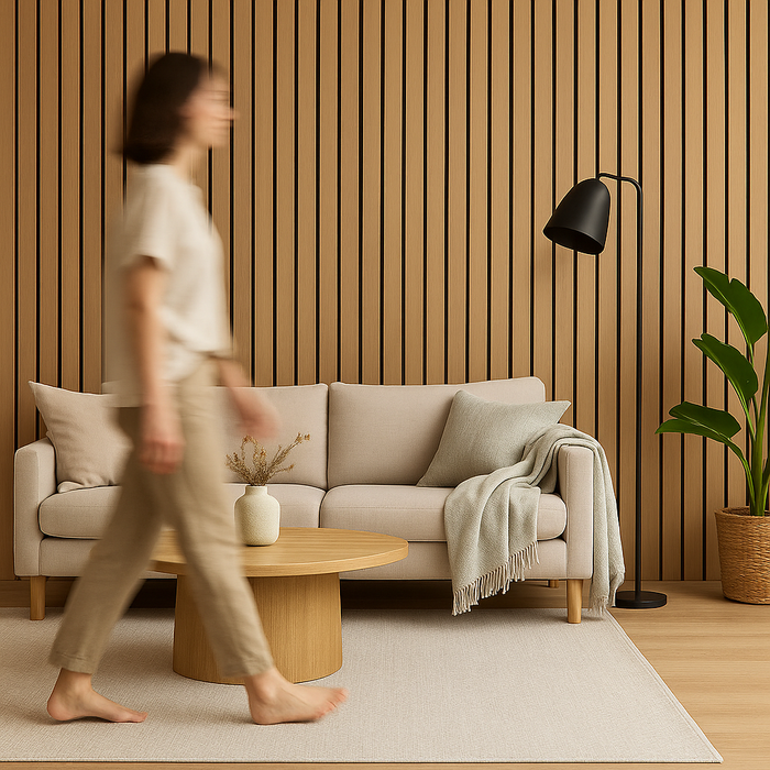 Panel Haus Oak Acoustic Wide Slatted Wood Wall Panels- 240cm x 60cm