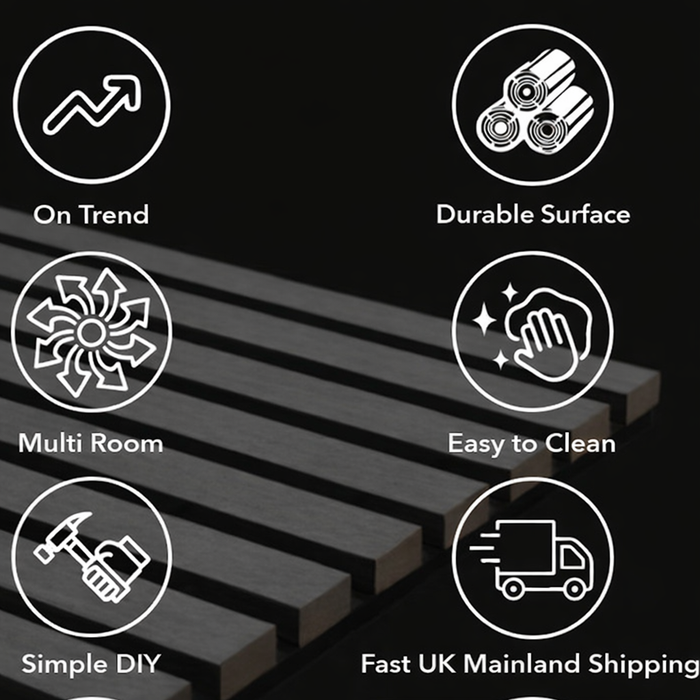 Panel Haus Concrete Acoustic Slat Wall Panel - 240cm x 32cm (2 pack)